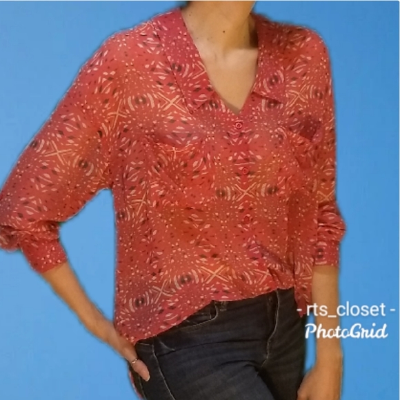Free People geometric pattern button down blouse - Picture 2 of 7